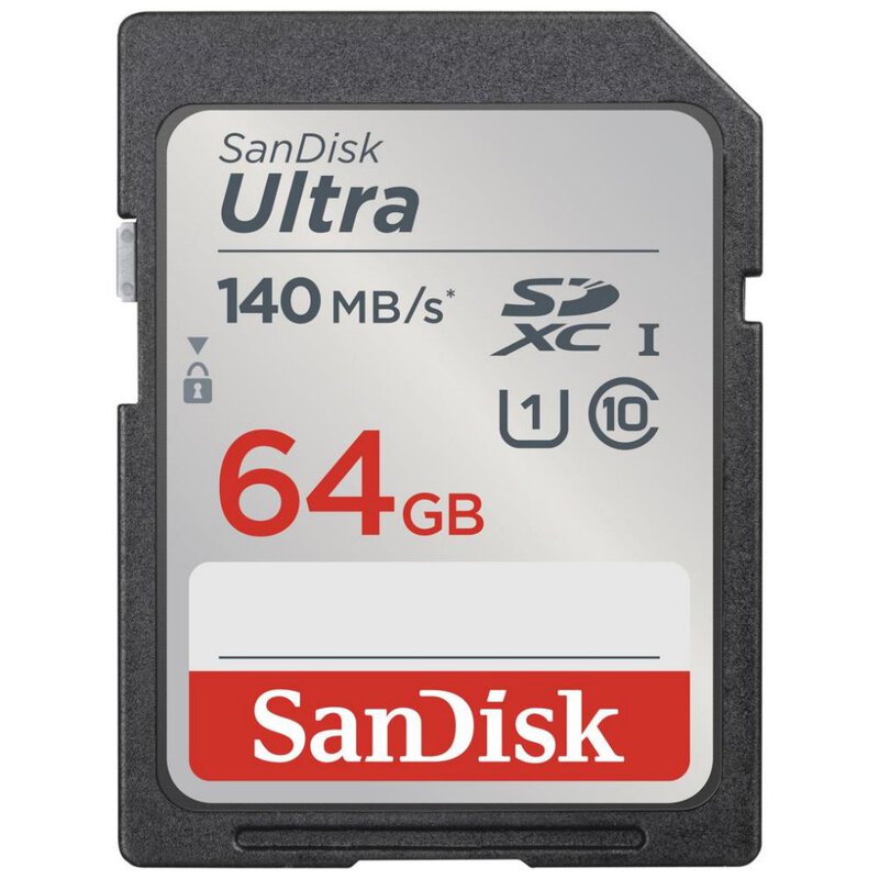 SanDisk 64GB Ultra SDXC UHS-I Memory Card - Up to 140MB/s, C10, U1, Full HD, SD Card - SDSDUNB-064G-GN6IN