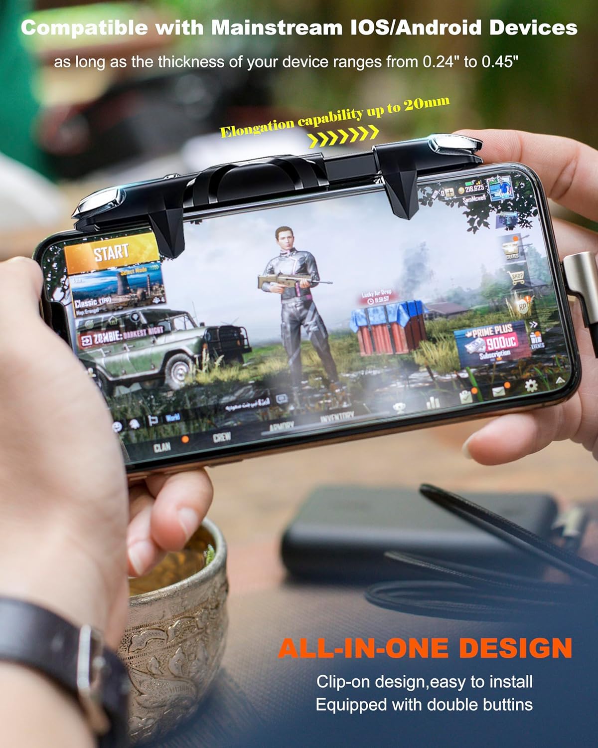 ACEDAYS Mobile Phone Controller for Android & iPhone, Game Controller Compatible with PUBG Mobile/Knives Out/Call of Duty Mobile, Phone Triggers for Gaming with Sensitive Shoot and Aim