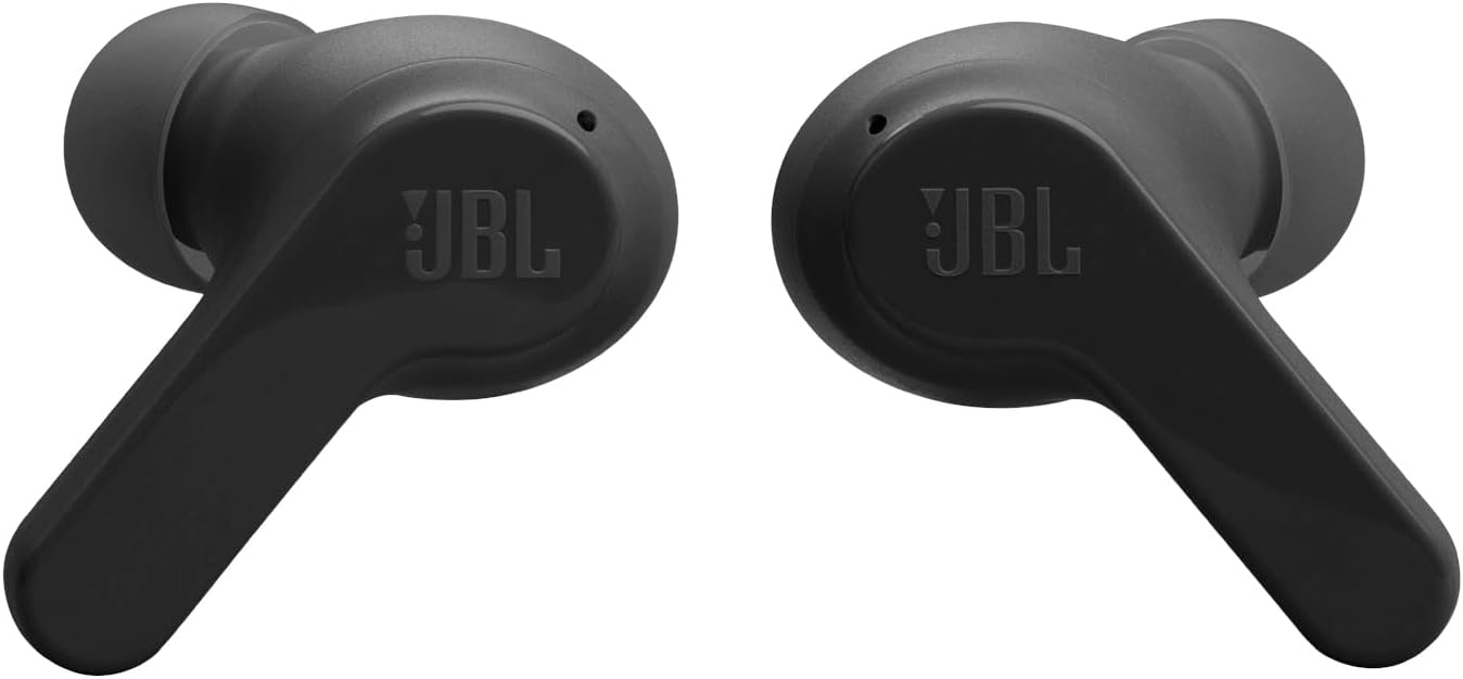 JBL Vibe Beam - True Wireless JBL Deep Bass Sound Earbuds, Bluetooth 5.2, Water & Dust Resistant, Hands-free call with VoiceAware, Up to 32 hours of battery life (Black)