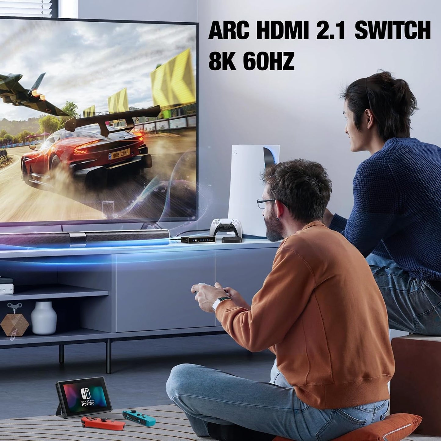 HDMI 2.1 Switch 8K 60Hz, 4K 120Hz 5 in 1 Out HDMI Switcher Splitter with iOS app/CEC Remote, Resolution Adjusted, ARC, HDR10+, Dolby Vision, HDCP 2.3, Dolby Atmos, VRR, ALLM for PS5 Xbox