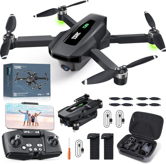 GPS Drone with 4K Camera for Adults, TSRC Q5 RC Quadcopter with Auto Return, Follow Me, Brushless Motor, Circle Fly, Waypoint Fly, Altitude Hold, Headless Mode, 52 Mins Long Flight, Christmas Gifts