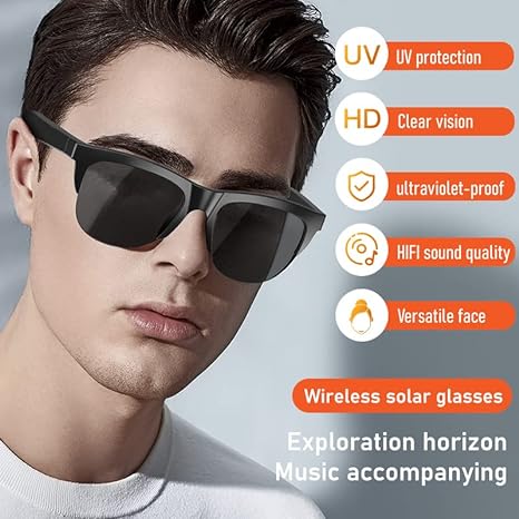 Smart Glasses Wireless Bluetooth Sunglasses Open Ear Music&Hands-Free Calling,for Men&Women,Dual Polarized Lenses,IP4 Waterproof,Connect Mobile Phones & Tablets