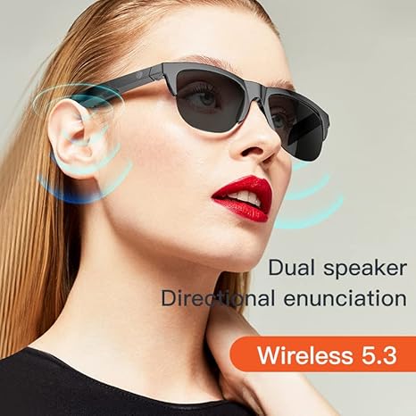 Smart Glasses Wireless Bluetooth Sunglasses Open Ear Music&Hands-Free Calling,for Men&Women,Dual Polarized Lenses,IP4 Waterproof,Connect Mobile Phones & Tablets