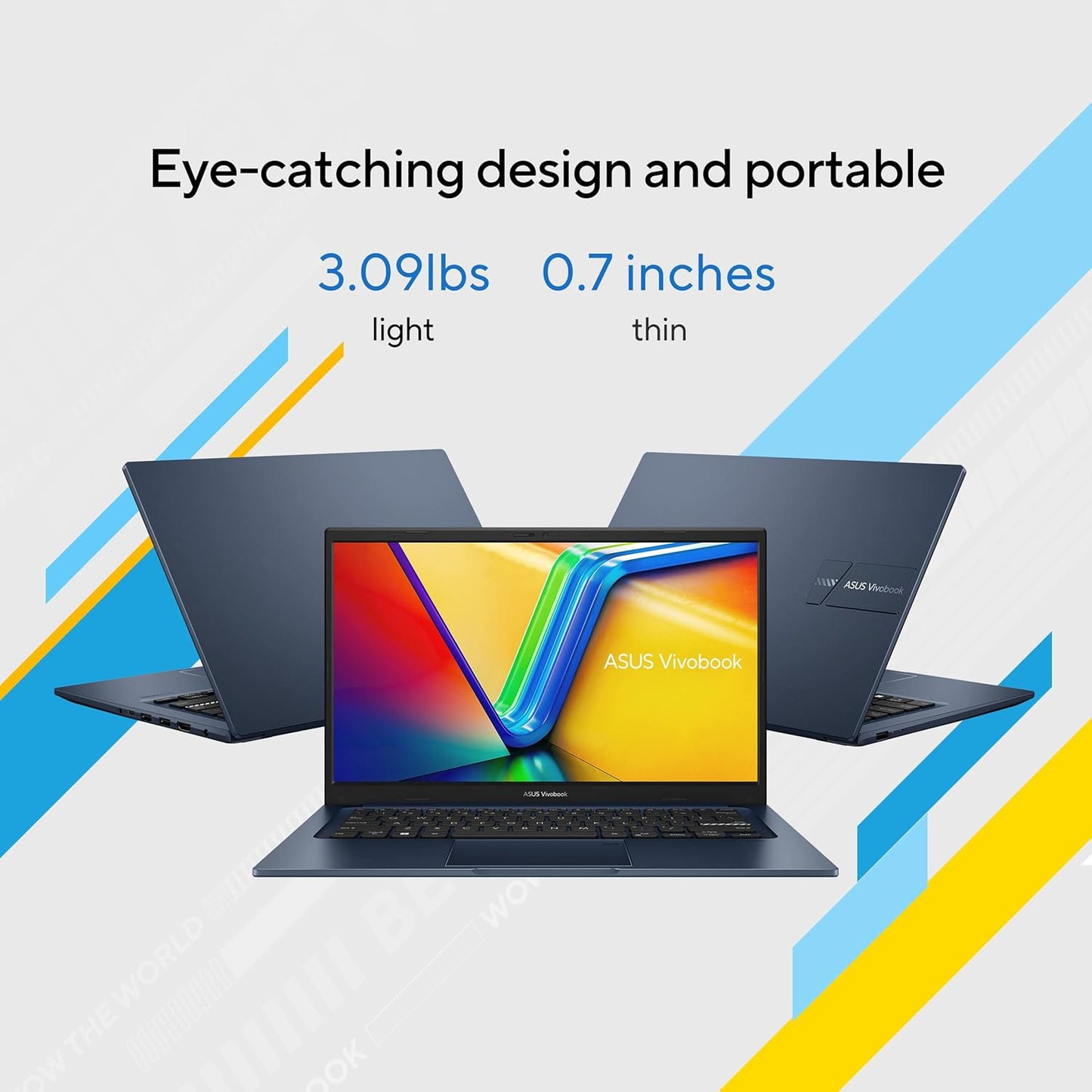 ASUS 2023 Vivobook 14 Laptop, 14” FHD (1920 x 1080) Display, Intel Core i5-1235U CPU, Intel Iris Xᵉ Graphics, 8GB RAM, 256GB SSD, Windows 11 Home, Quiet Blue, F1404ZA-AS51