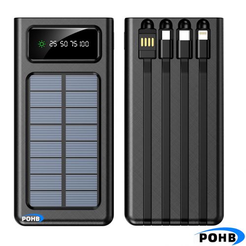 POHB Fast Charge Portable Power Banks With 4 Charging Cables 20000mah-black Y304